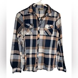 Passport Blue and Peach Plaid Shirt